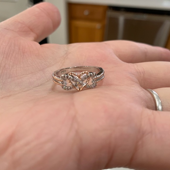 Silver Rose Gold Infinity Heart Ring - Picture 6 of 8